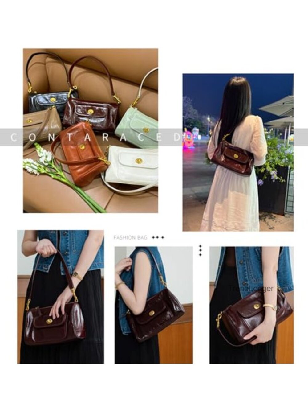 Genuine Leather Shoulder Bag Vintage Satchel Crossbody Purse Two Strap - Picture 2 of 6